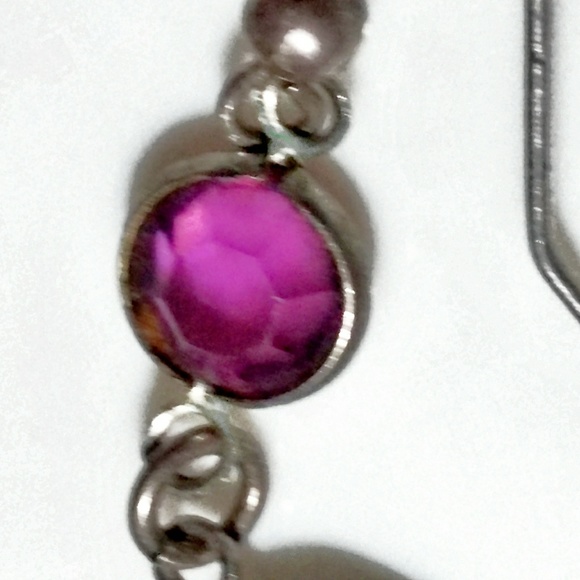 Stunning Pink Tourmaline,Topaz & Amethyst Earrings - Picture 3 of 5